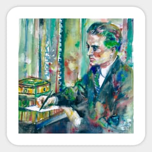 F. SCOTT FITZGERALD in his studio - watercolor portrait Sticker